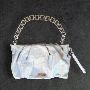 MADDEN GIRL holographic. Metallic Silver Shoulder  Purse Wristlet Clutch Steve